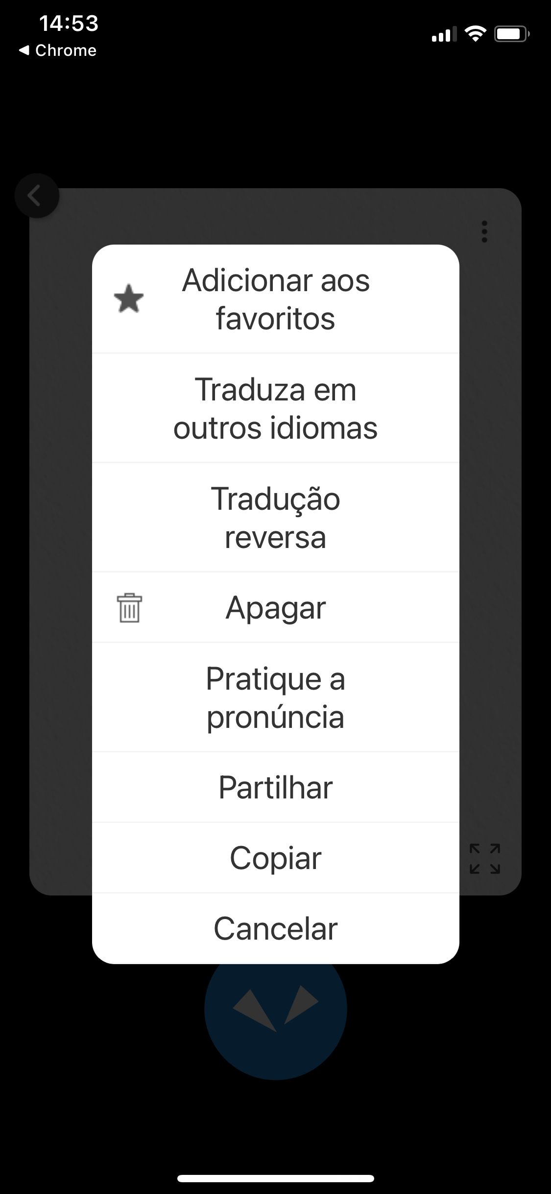 Option menu screen
