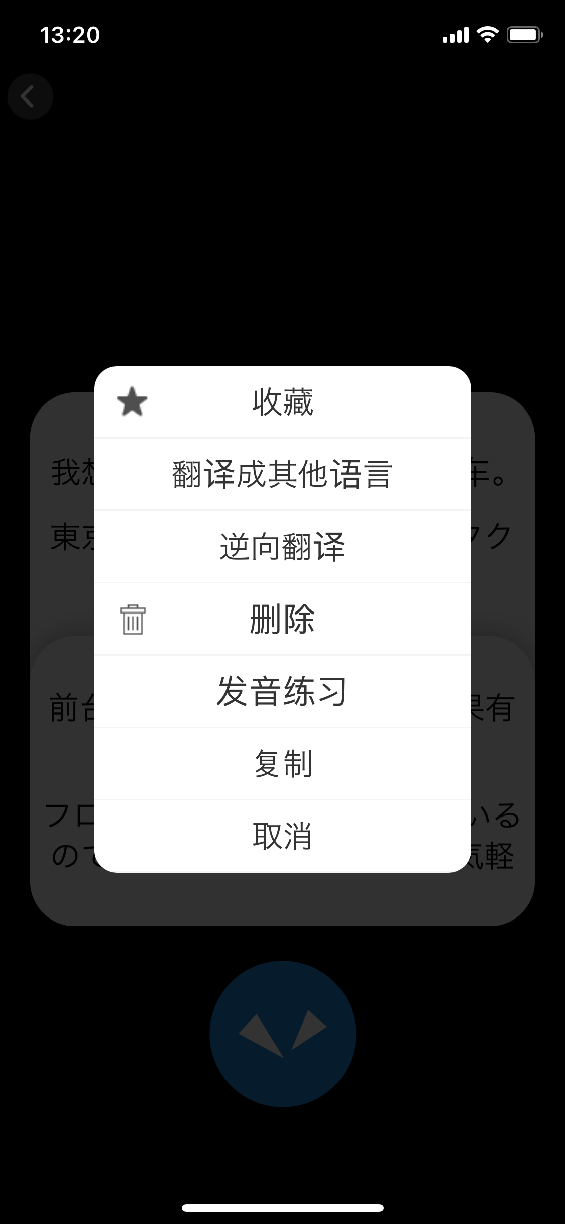 Option menu screen