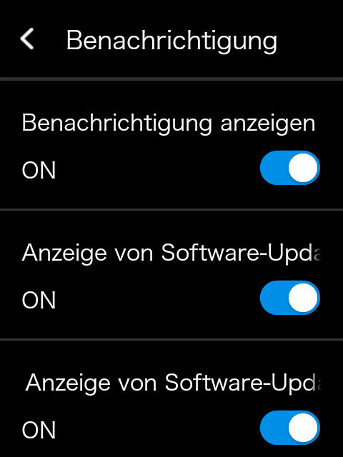 Notification settings screen