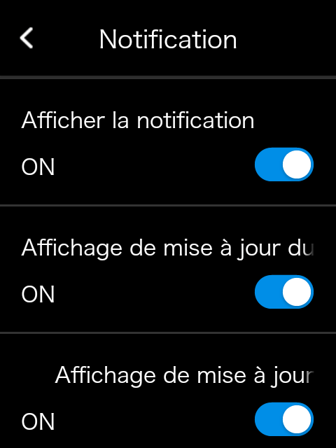 Notification settings screen