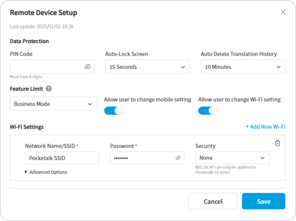 General Settings tab of Remote Settings